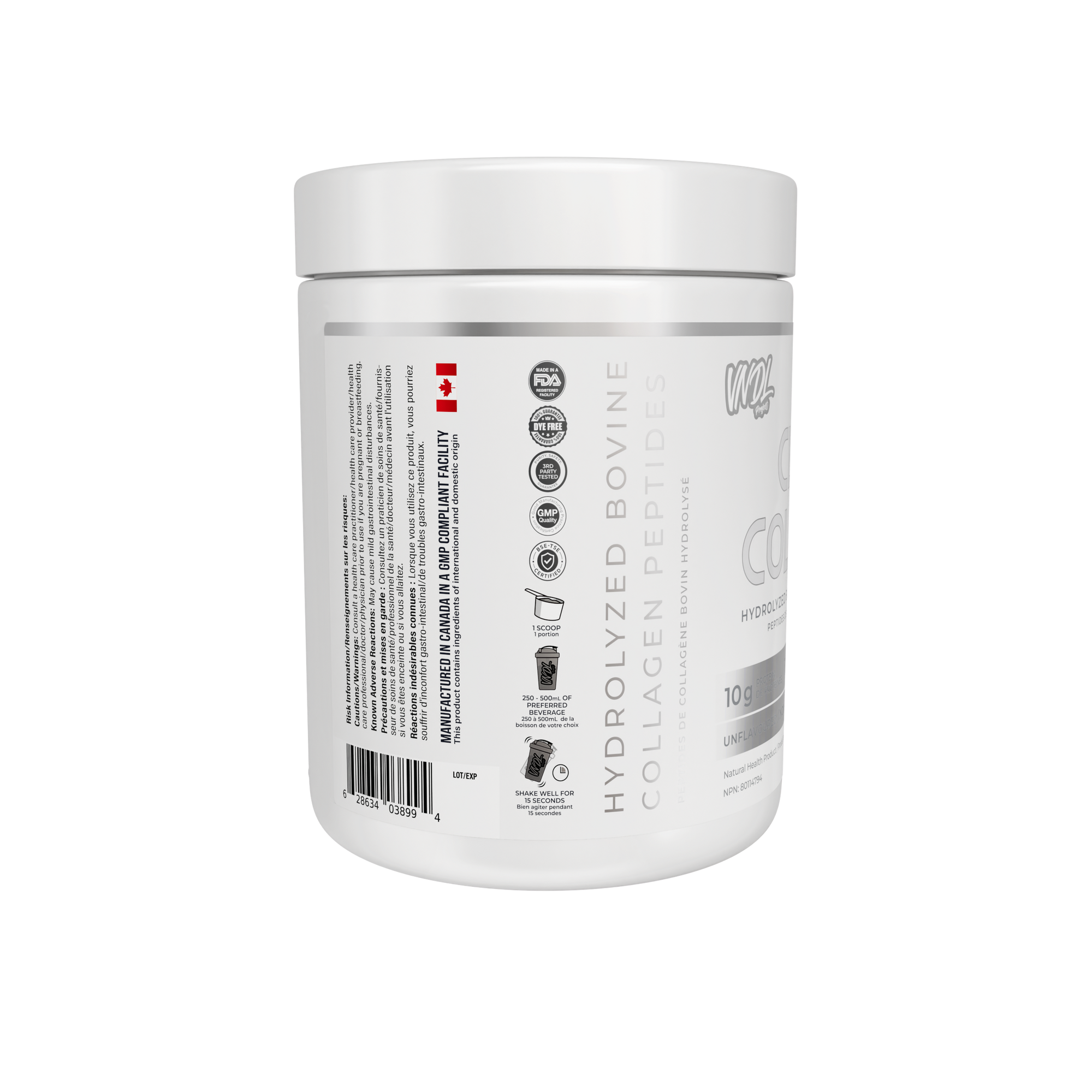 Clean Collagen, Hydrolyzed Bovine Collagen Peptides, Unflavoured, 350g